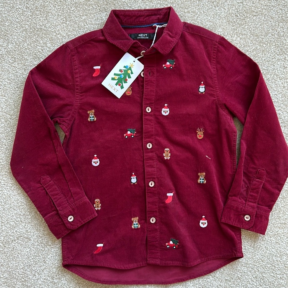 Christmas themed long sleeve button down.